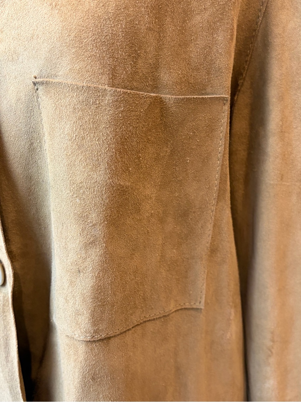 Nigel Preston Suede Button-Front Shirt/Jacket, tan, unlined, S, EUC - Picture 4 of 15